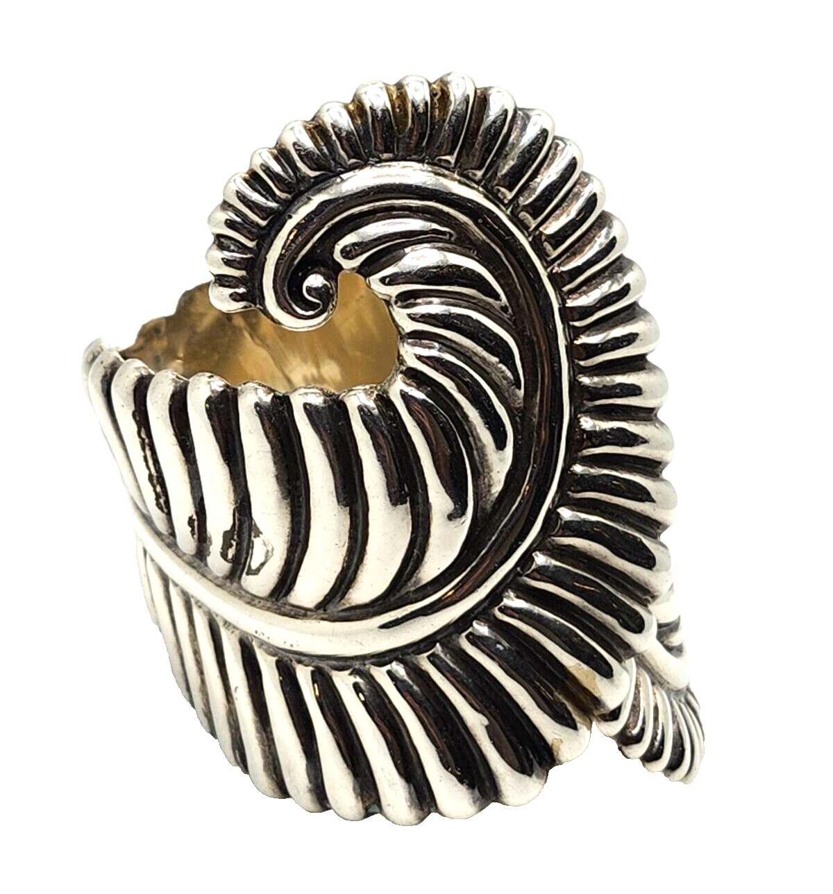 Vintage Taxco Mexican 925 Sterling Silver Clamper Fern Leaf Cuff Bracelet image 4