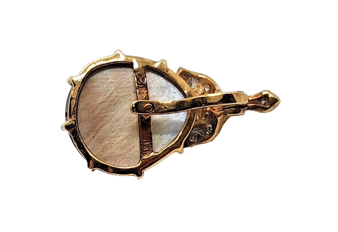 Tahitian South Sea Black Pearl & Diamond 14K Yellow Gold Enhancer Pendant image 7