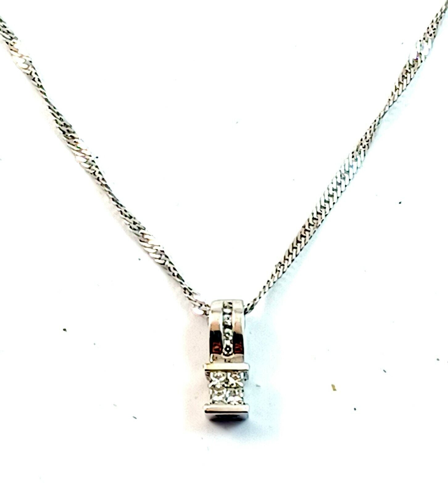 Gorgeous .50CT Diamond & 14k White Gold Pendant w/ Chain image 1