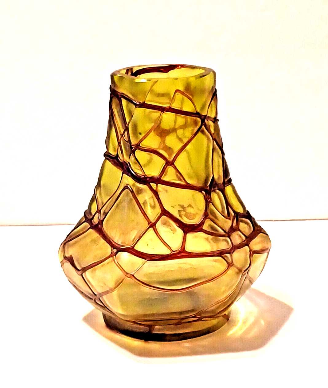 Antique Pallme-Konig Iridescent Green / Yellow Bohemian Glass Vase image 1