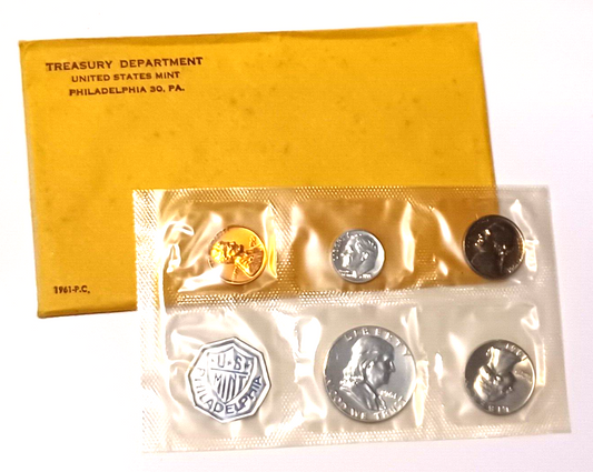 1961 U.S. Mint SILVER PROOF Set in Original Envelope image 0