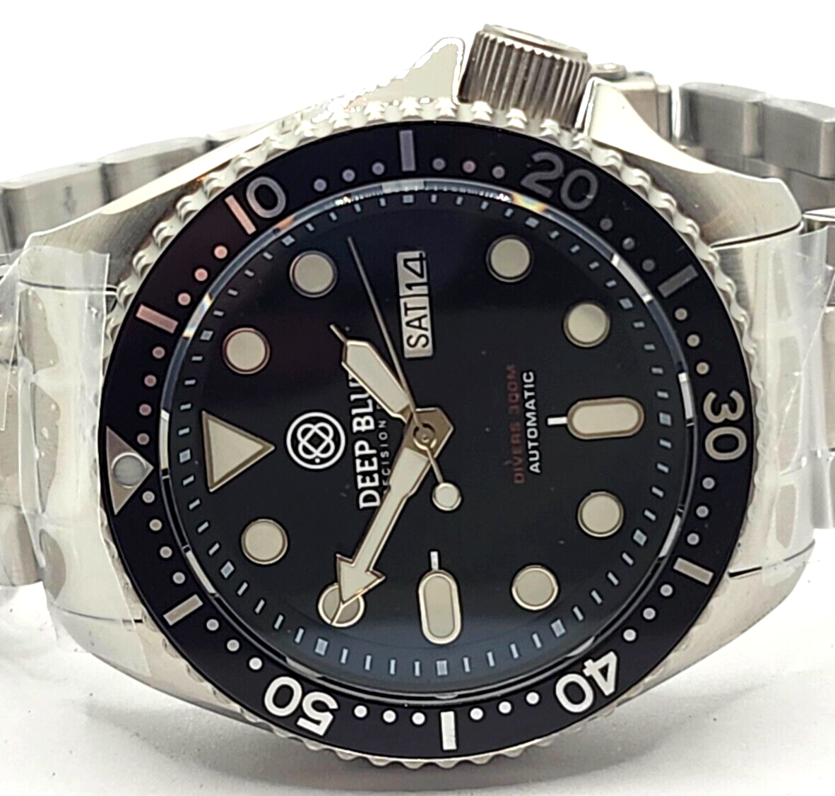 NEW! Deep Blue Precision Diver Military 300 Automatic – Black Bezel & DIAL #6452 image 4