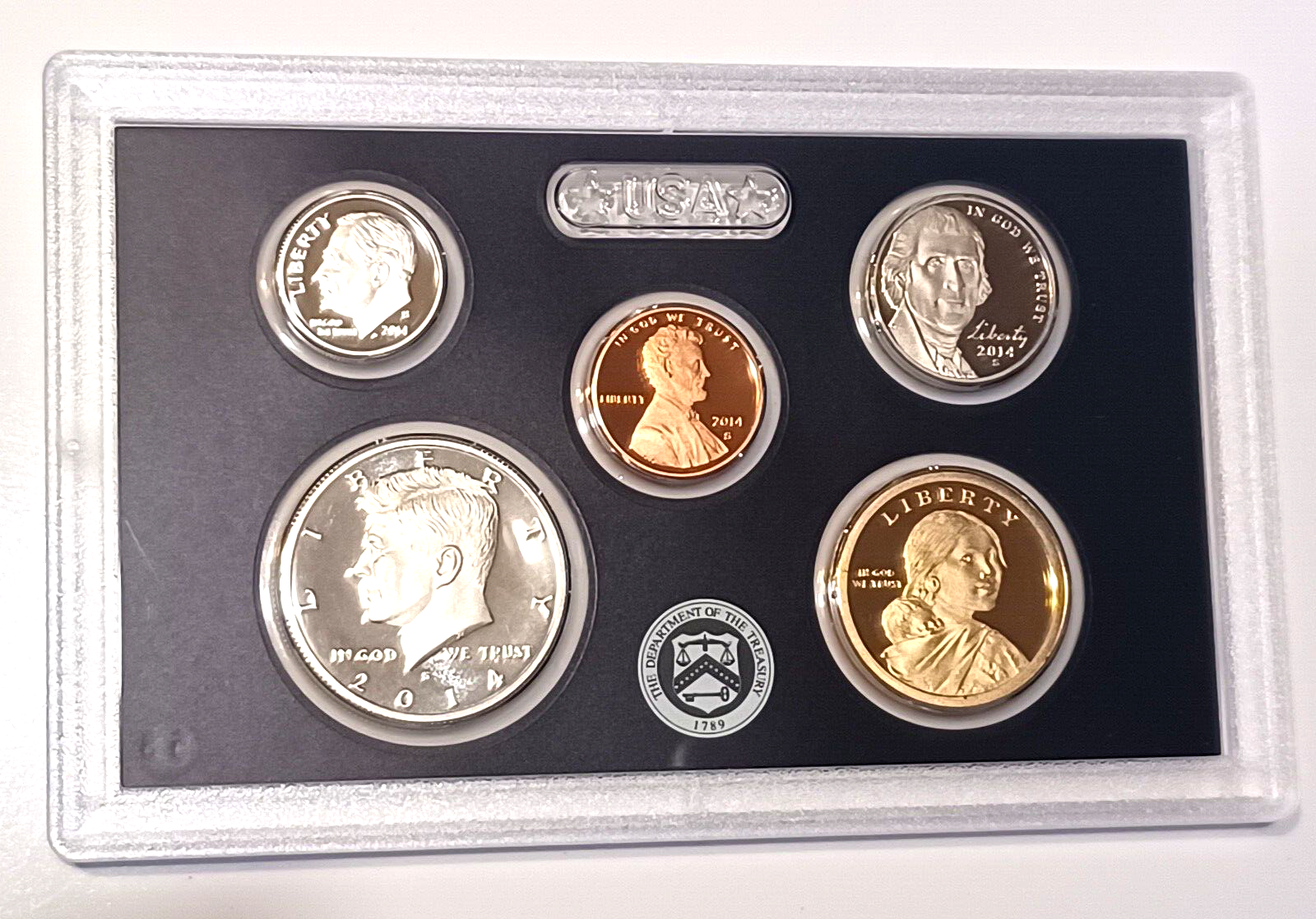 2014 S US Mint Silver Proof Set - 14 Coins COA Original Box image 3