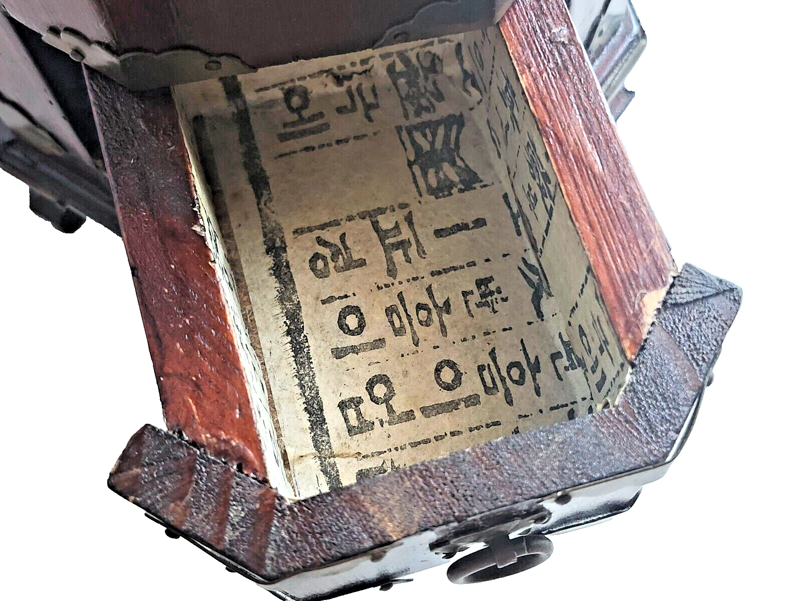 Antique Chinese Brass & Wood Hexagonal Tea Caddy image 11