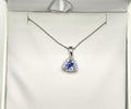 NEW! EFFY 14K White Gold .72ct Tanzanite & Diamond Trillion Pendant image 0