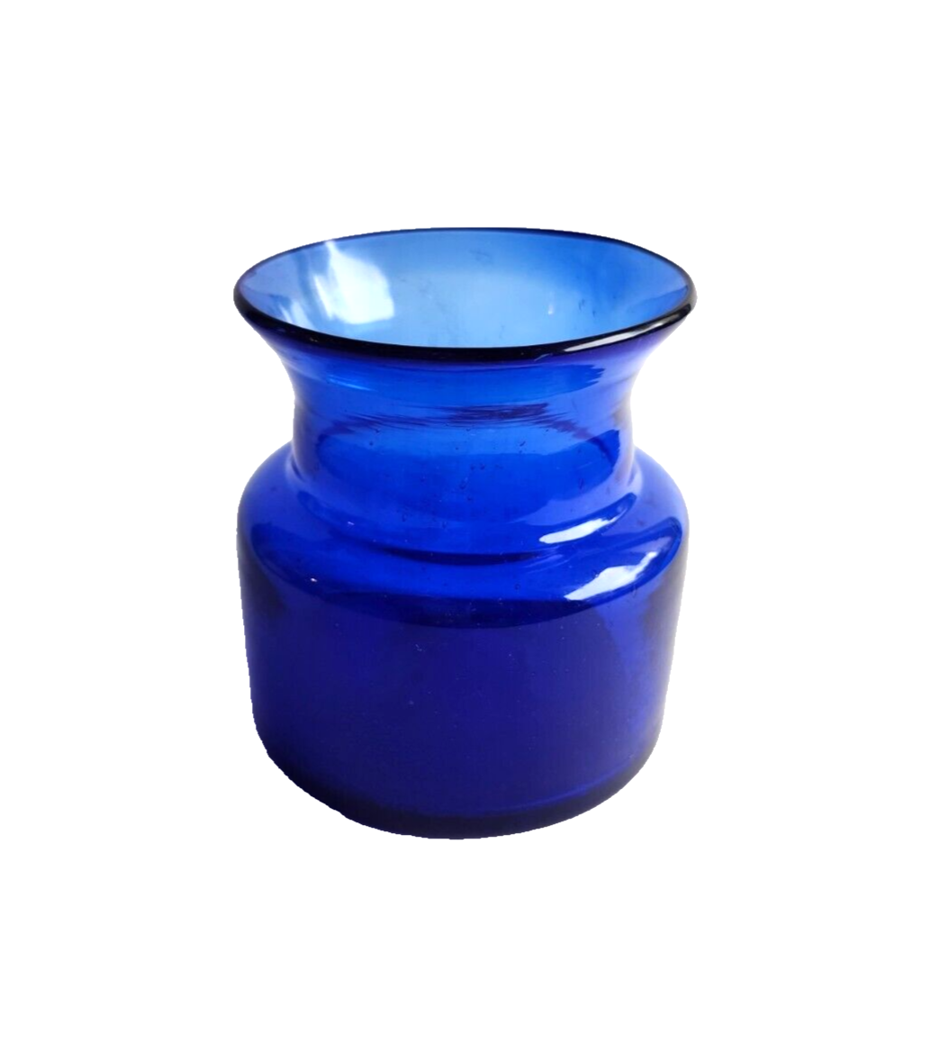 ERIK HOGLUND Large Blue Bubbly Glass Vase BODA SWEDEN 50'S SCANDINAVIAN image 0
