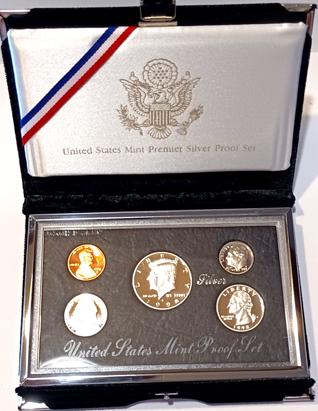 1998 U.S. Mint PREMIER SILVER PROOF Set Original Mint Packaging & COA image 1