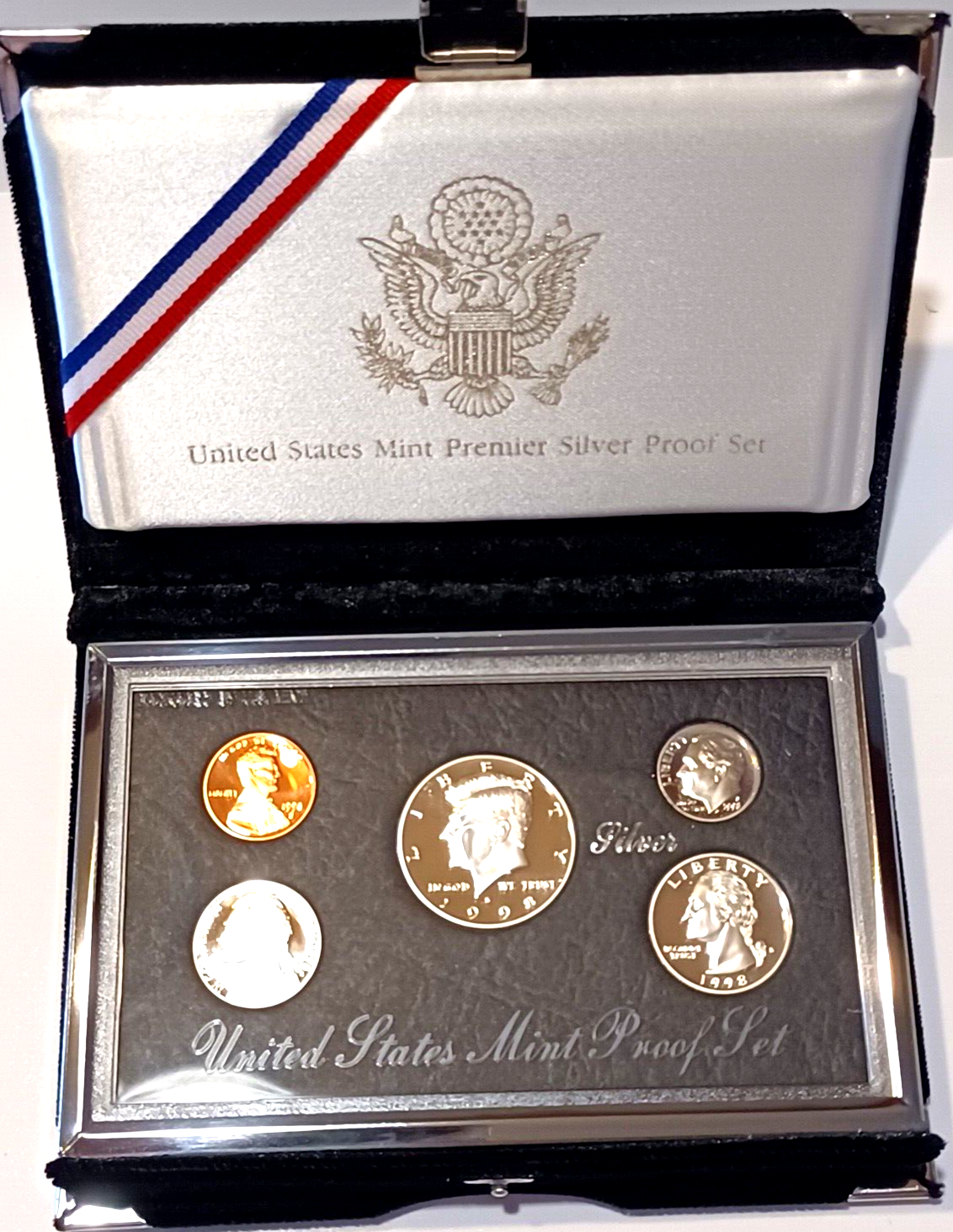 1998 U.S. Mint PREMIER SILVER PROOF Set Original Mint Packaging & COA image 1