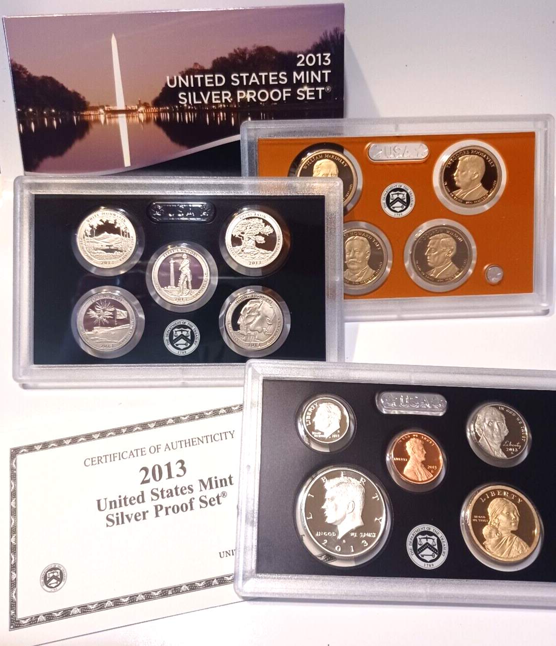 2013 S US Mint Silver Proof Set - 14 Coins COA Original Box image 1