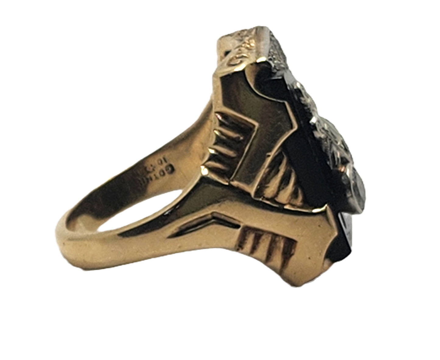 Vintage Men's Shriners Masonic Diamond Onyx & 10k Gold Ring image 5