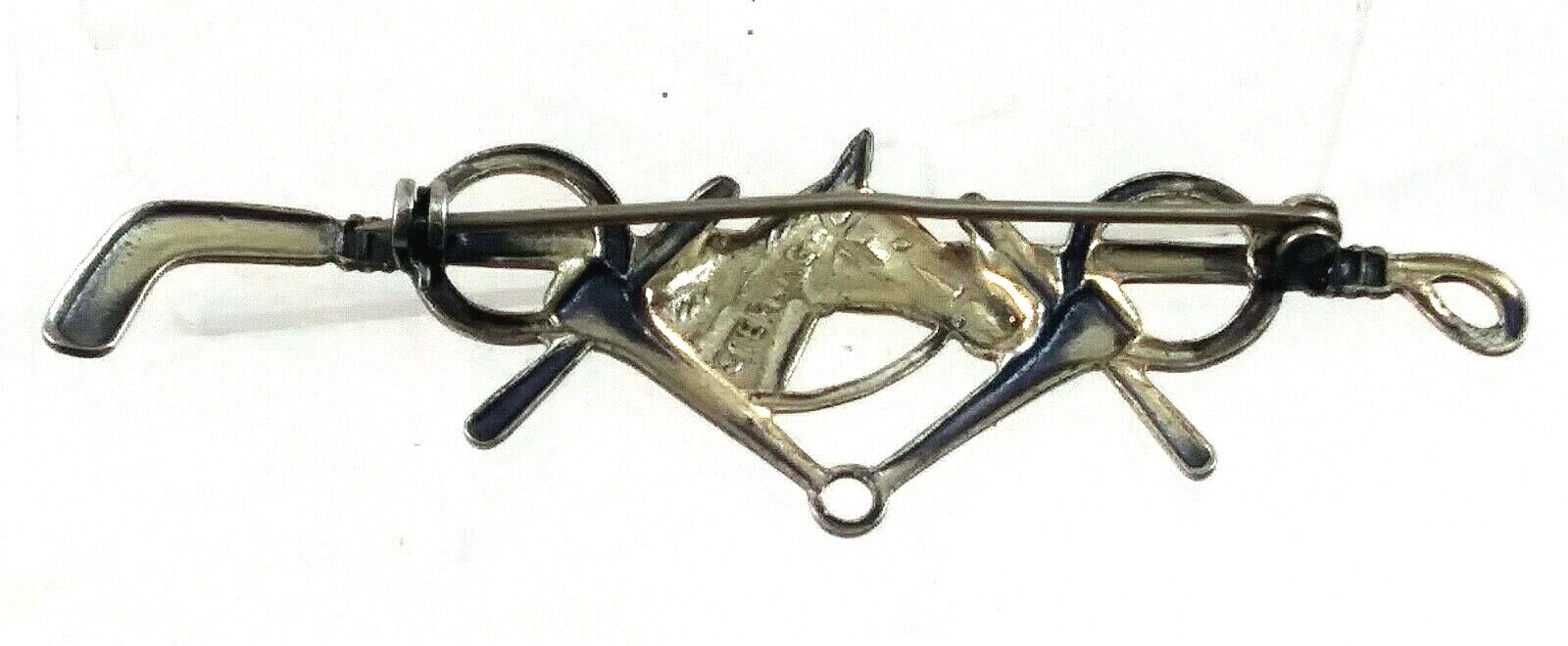 Vintage Stering Silver Equestrian Horse with Whip Pin Brooch image 4