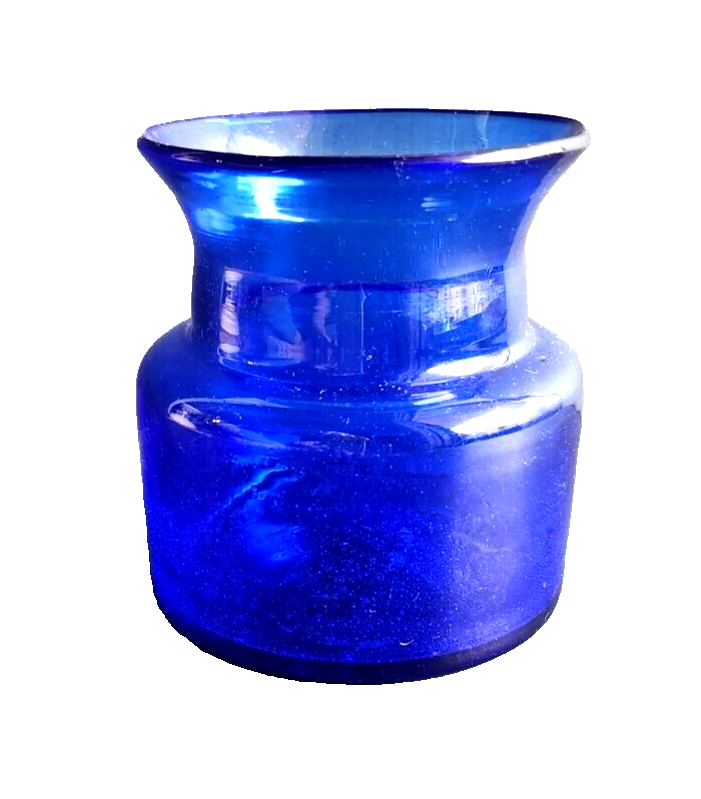 ERIK HOGLUND Large Blue Bubbly Glass Vase BODA SWEDEN 50'S SCANDINAVIAN image 2