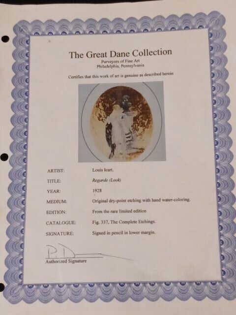 Framed Louis Icart, Regarde (Look), Drypoint Etching, Signed in Pencil with COA image 9