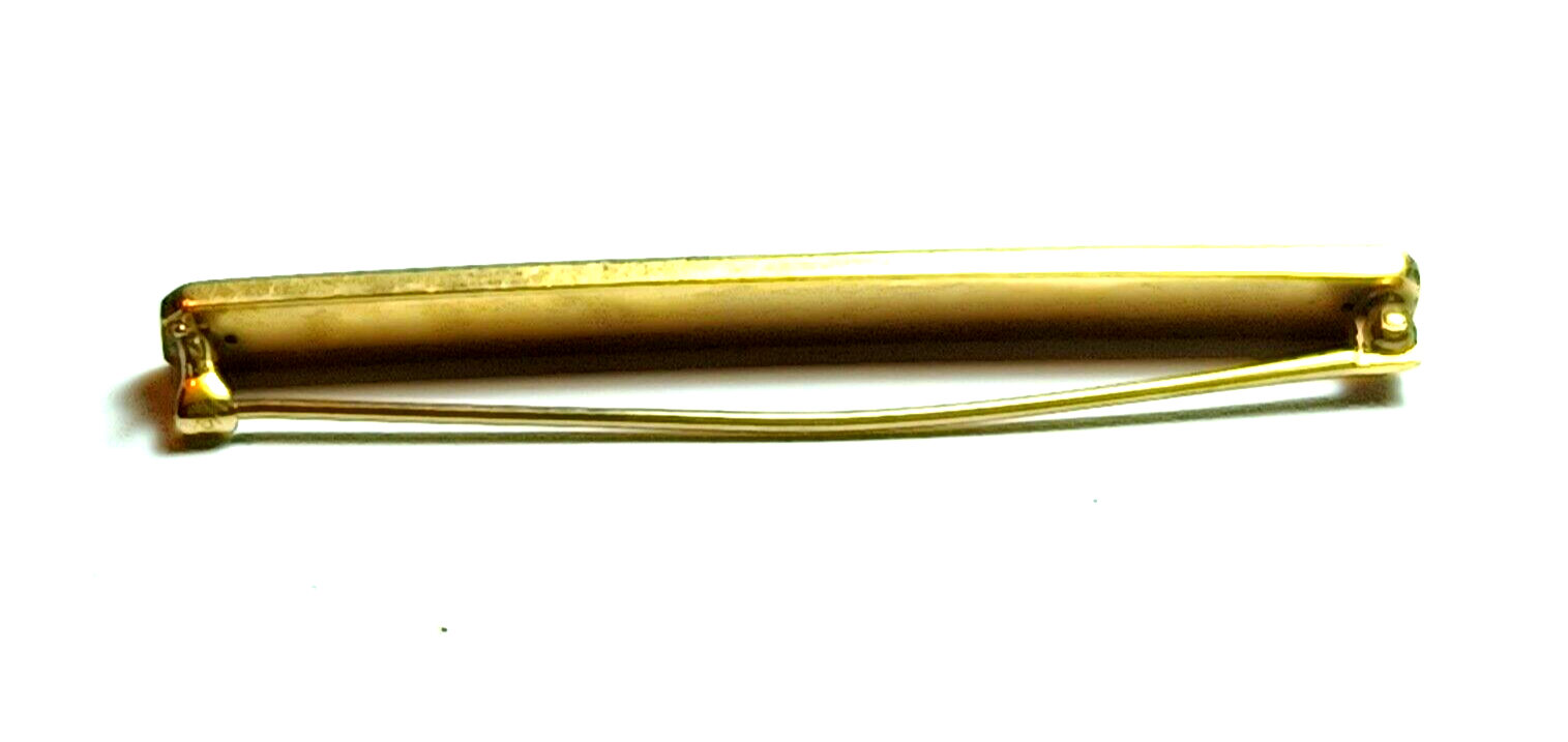 Antique Pink Enamel Guilloche Victorian Seed Pearl 14K Yellow Gold Bar Pin image 6