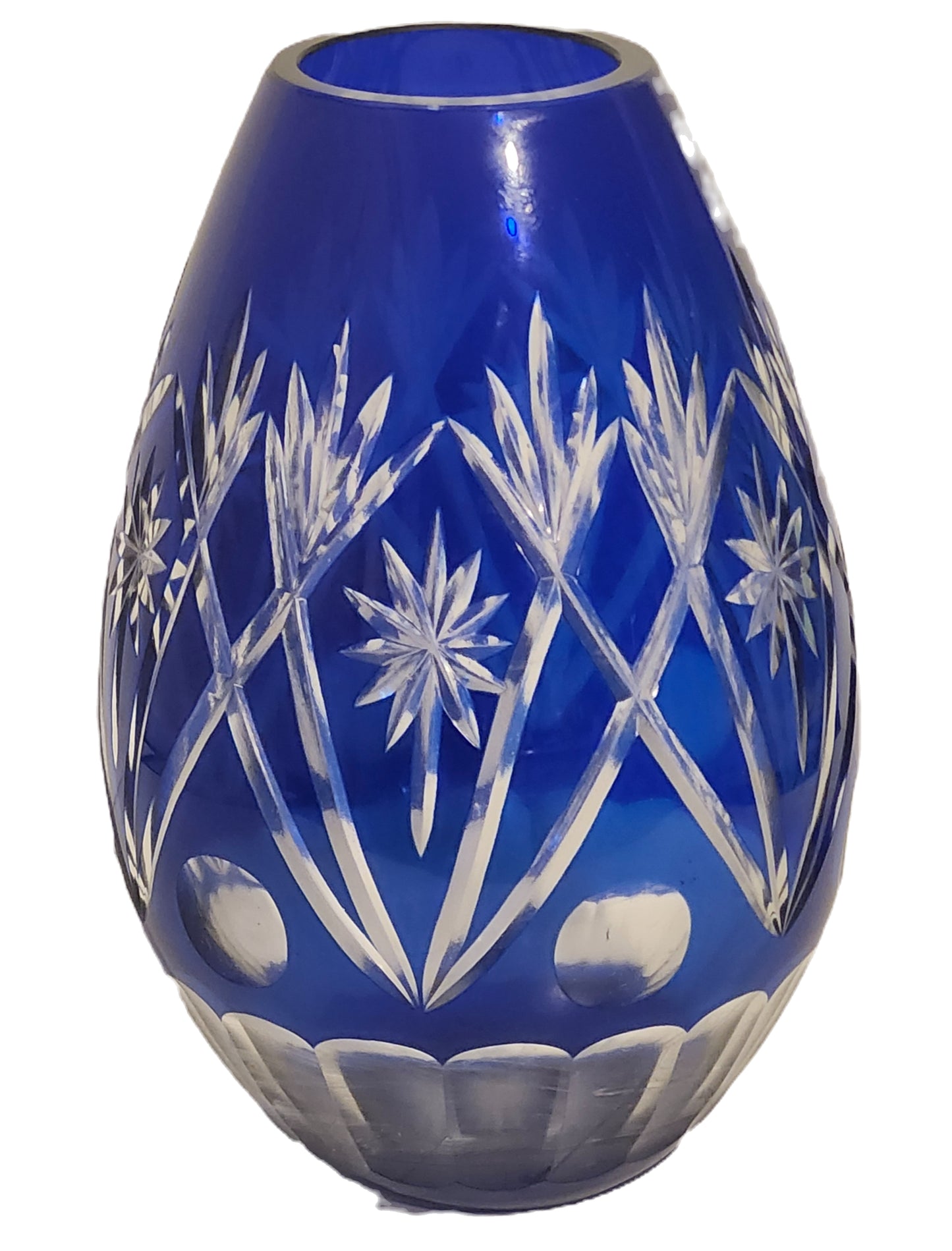 Cobalt Blue Cut to Clear Crystal Vase Kiriko? image 2