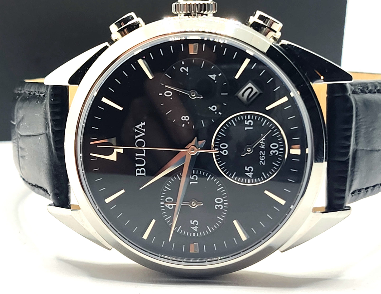 NEW! Bulova Men's Classic Precision Chronograph Black Leather Watch 42 MM image 3