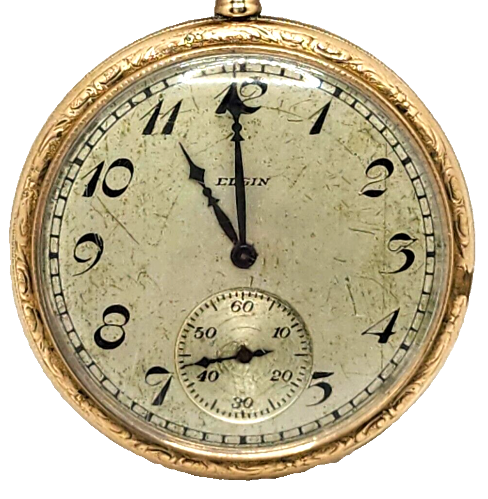 Antique 20's Elgin National Watch Co Gold Filled 7J Pocket Watch 12 Size image 1