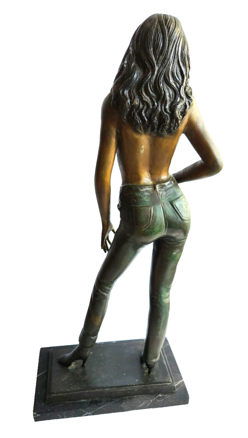 Tall Detailed Semi Nude Woman Standing Bronze Statue Signed by Raoul Larche image 8
