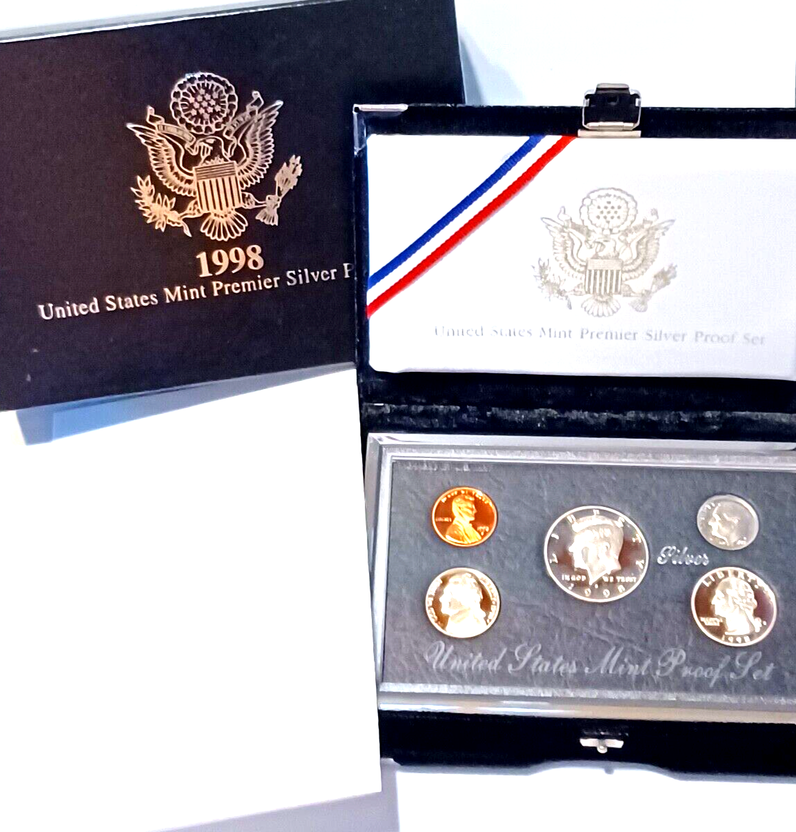 1998 U.S. Mint PREMIER SILVER PROOF Set Original Mint Packaging & COA image 0