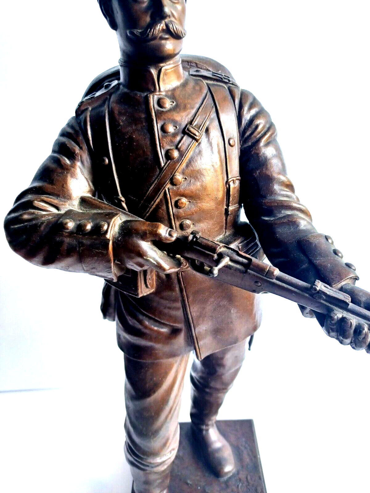 Antique Early 20th Century WWI German Soldier Bronze Sculpture Statue Signed image 2