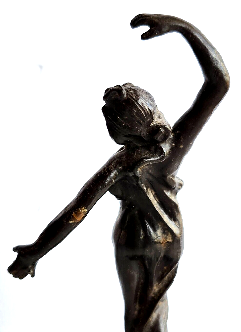 Small Bronze Statue of Goddess Woman on Green Base image 5
