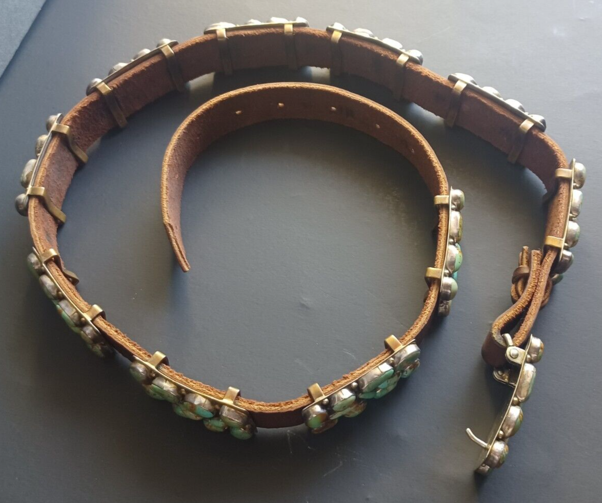 Navajo Native American Sterling Silver Turquoise Concho Belt by Willie Nezzie image 12