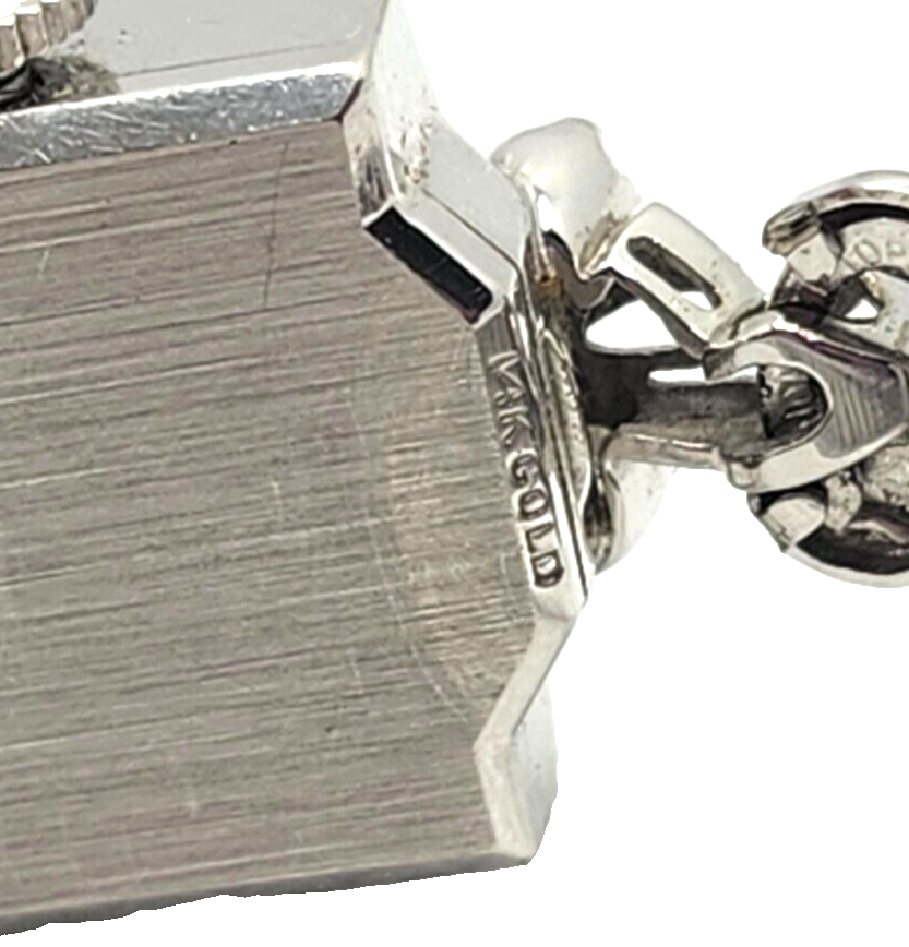 Vintage Ladies Omega 14k White Gold & Diamonds Wrist Watch image 6