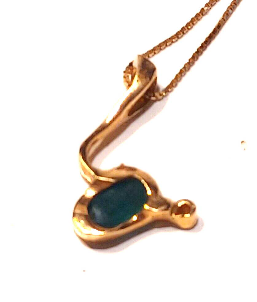 Estate Custom 1.65ctw Emerald & Diamond 14k Gold Pendant w/ Box Chain image 9