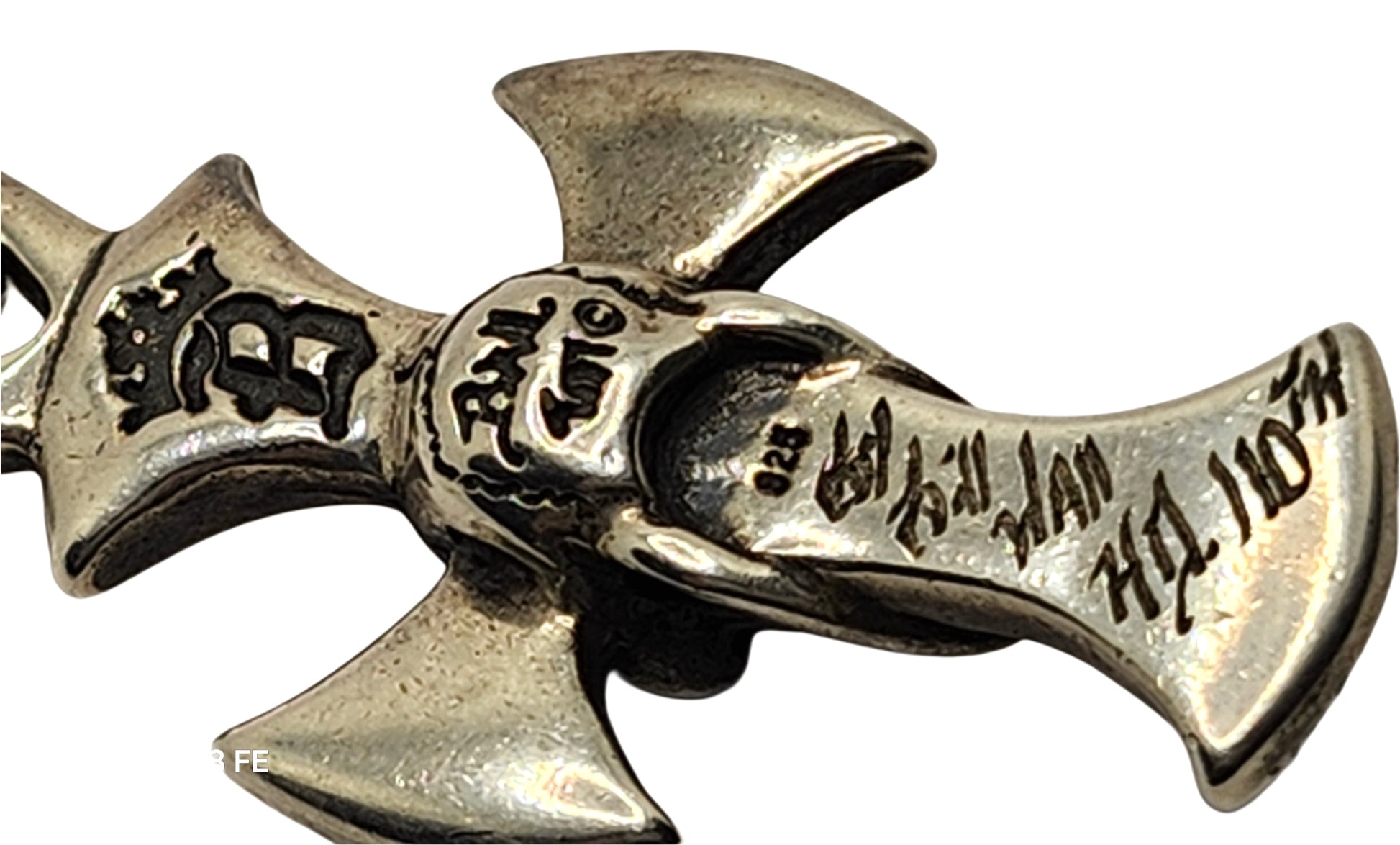 BWL Bill Wall Leather Sterling Large Malibu Cross w/ Good Luck Skull Pendant image 6