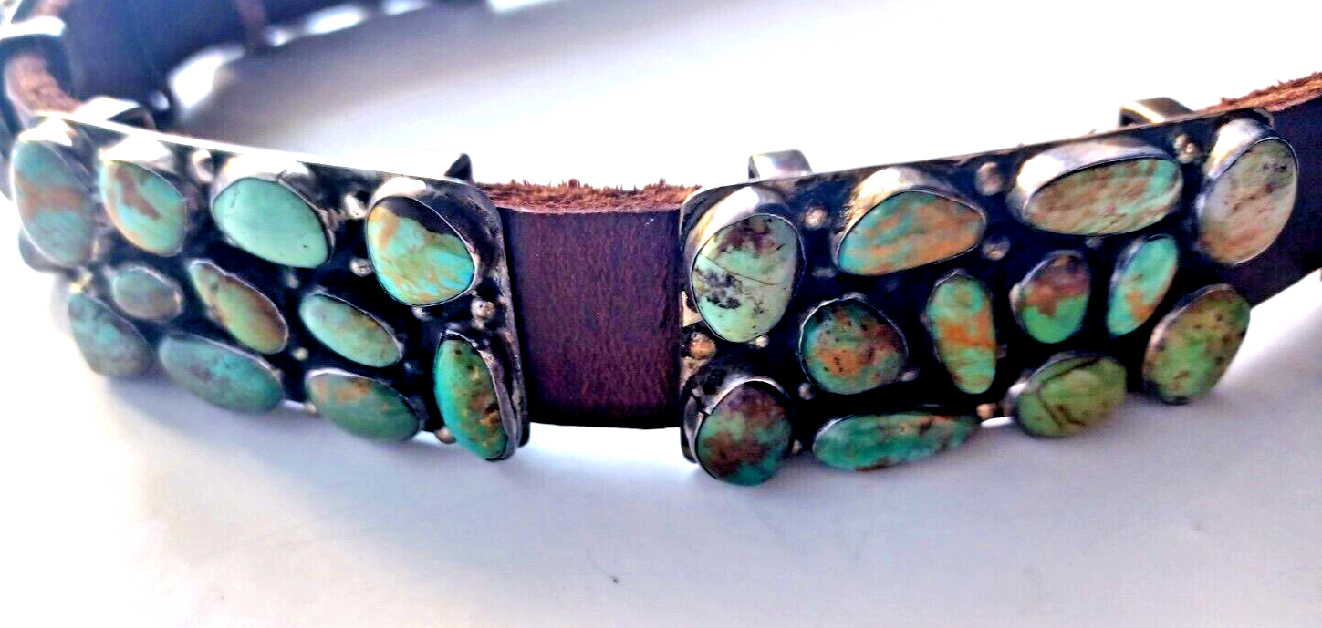 Navajo Native American Sterling Silver Turquoise Concho Belt by Willie Nezzie image 5