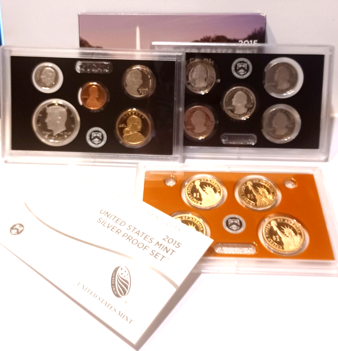 2015 S US Mint Silver Proof Set - 14 Coins COA Original Box image 1