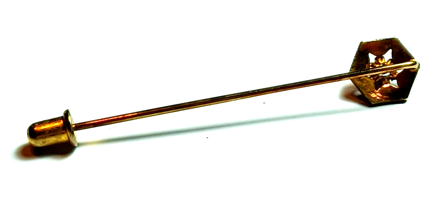 Antique Buttercup Set Diamond & 14K Rose Gold Octagon Shaped Stick Pin image 4