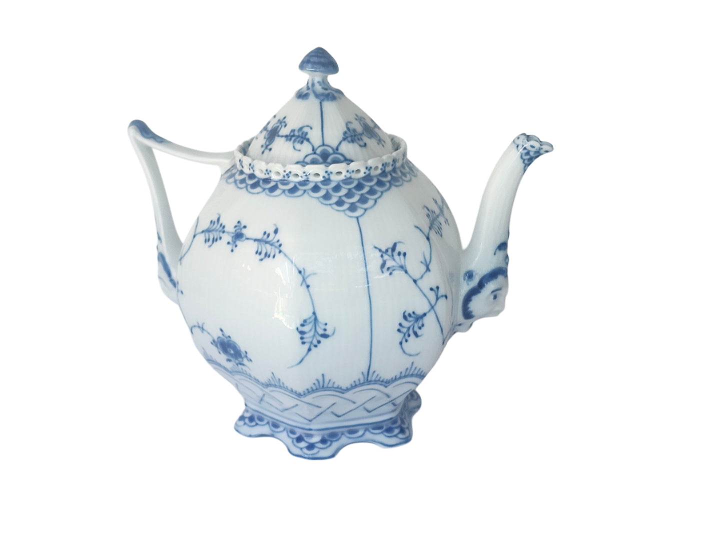 Gorgeous Royal Copenhagen Blue Fluted Full Lace Teapot image 1