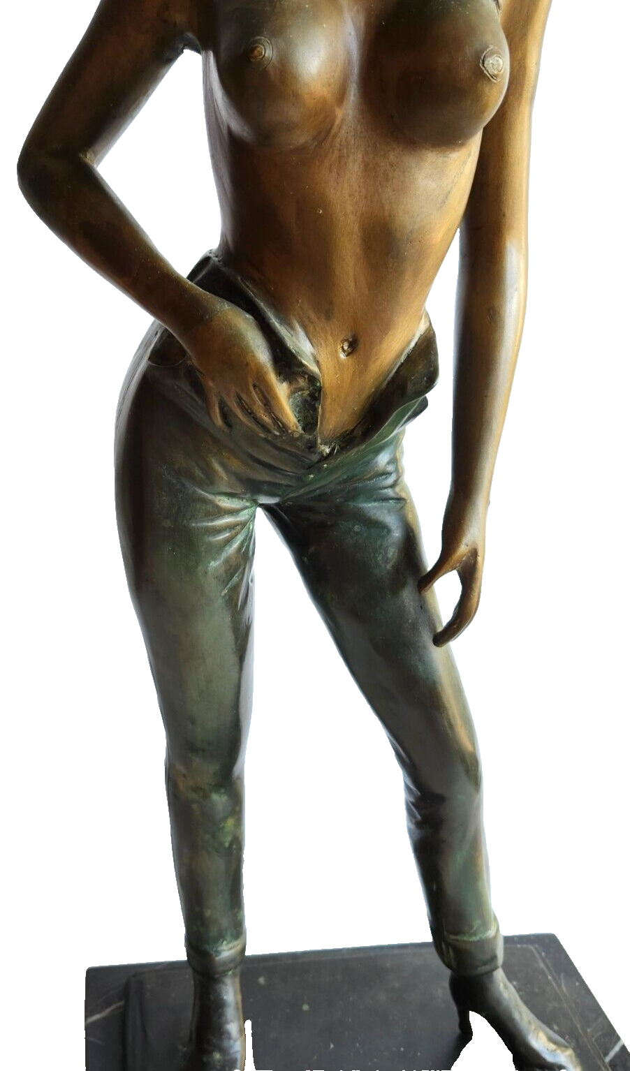 Tall Detailed Semi Nude Woman Standing Bronze Statue Signed by Raoul Larche image 2