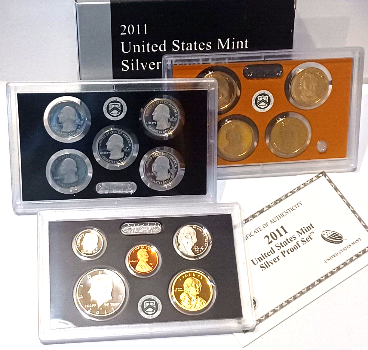 2011 S US Mint Silver Proof Set - 14 Coins COA Original Box image 1
