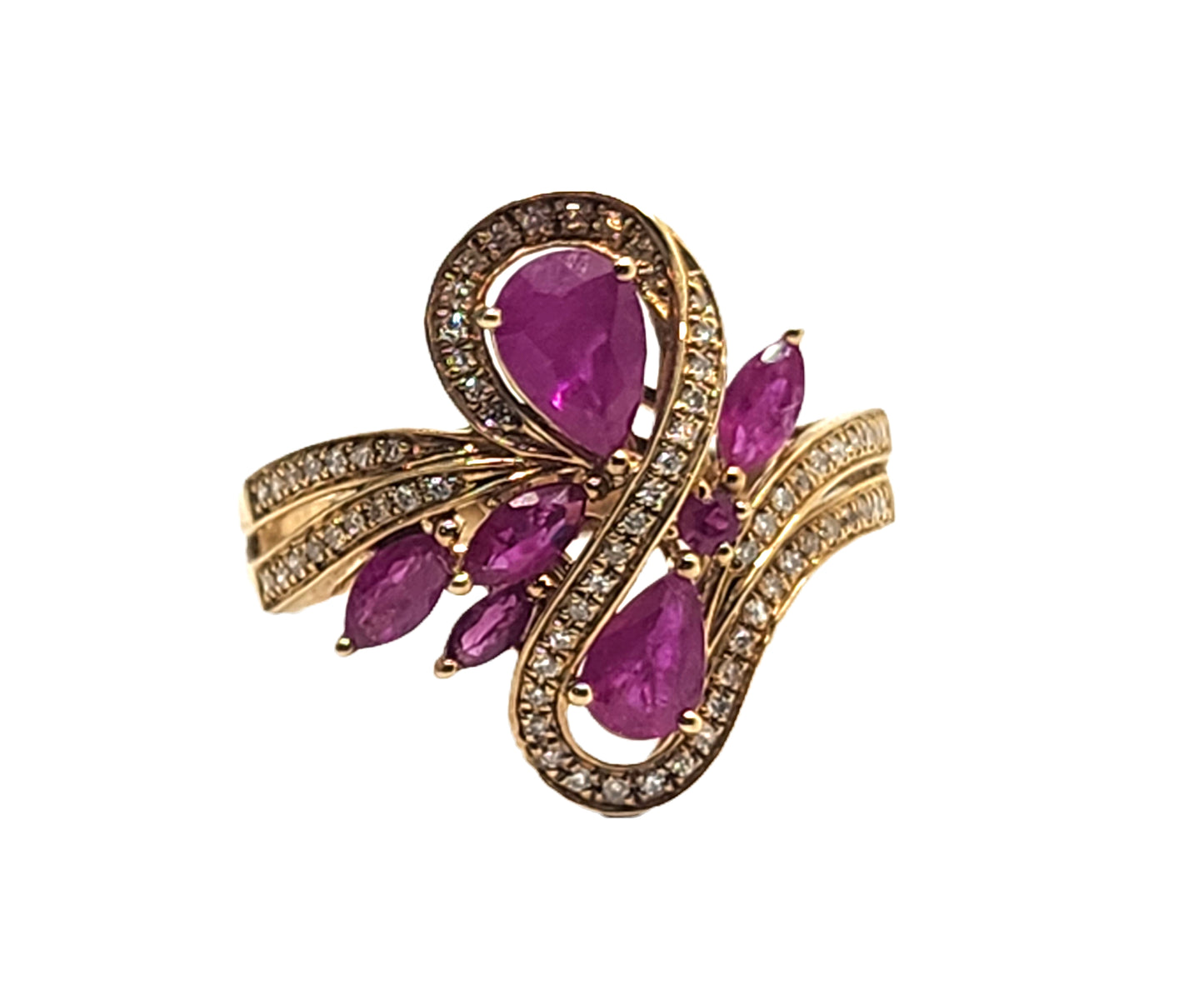 New! Effy Ruby & Diamond 14kYellow Gold Ring in Box image 2