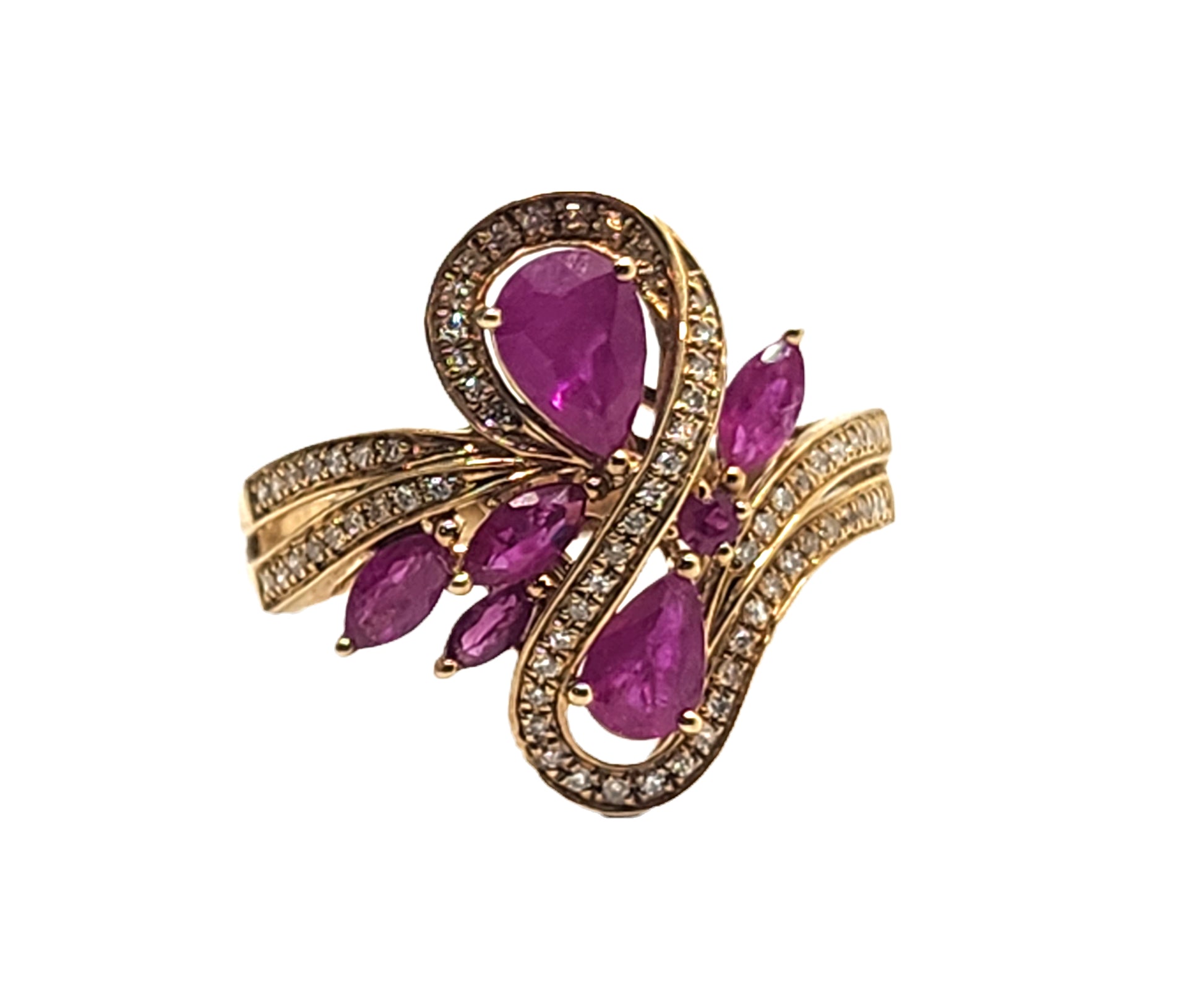 New! Effy Ruby & Diamond 14kYellow Gold Ring in Box image 2