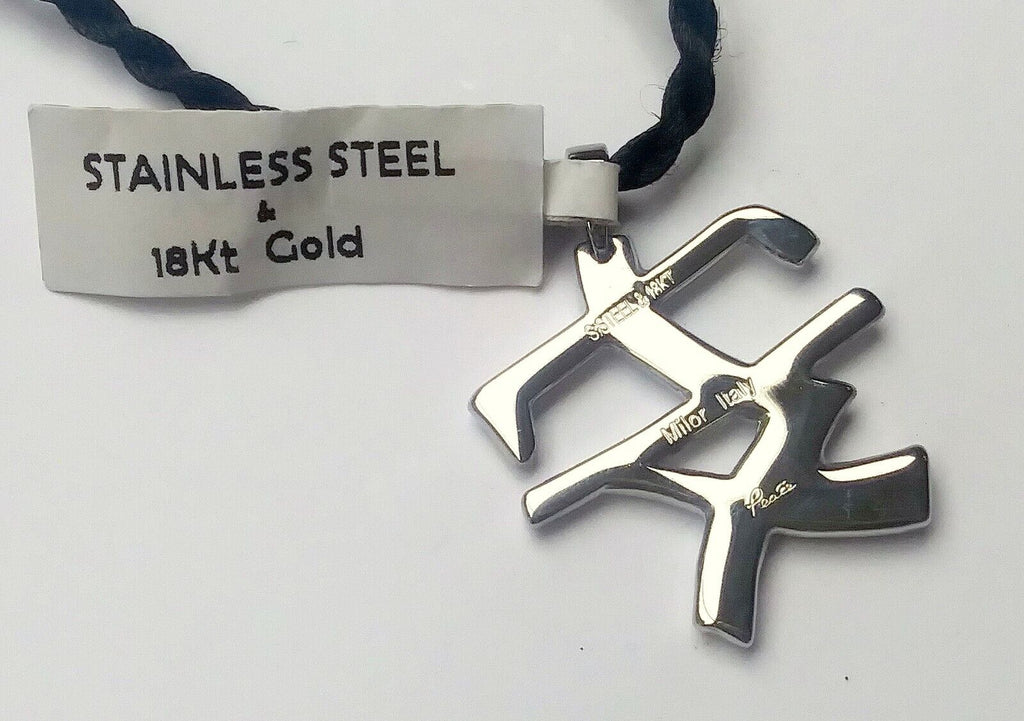 NEW! Milor Stainless Steel & 18K Gold Peace Pendant Necklace image 3