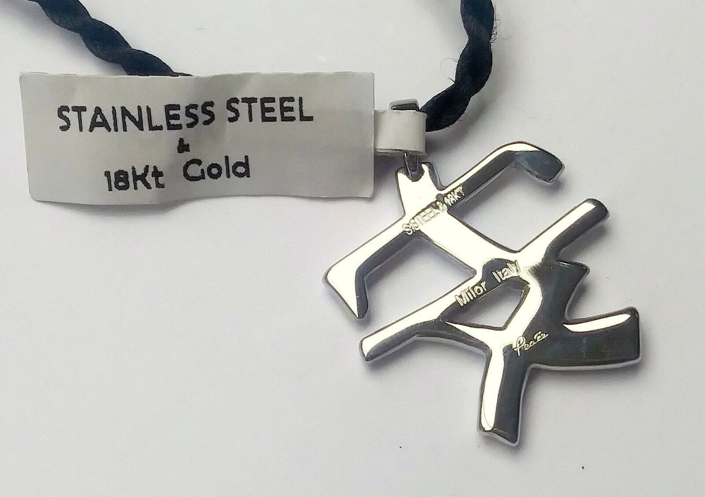 NEW! Milor Stainless Steel & 18K Gold Peace Pendant Necklace image 3