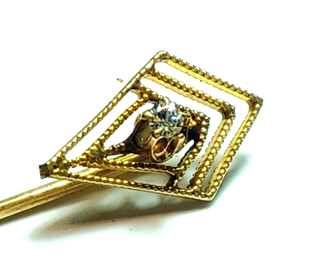Antique Diamond & 14K Yellow Gold Kite Shaped Stick Pin image 3