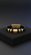 Black Leather Diamond Lock Bracelet