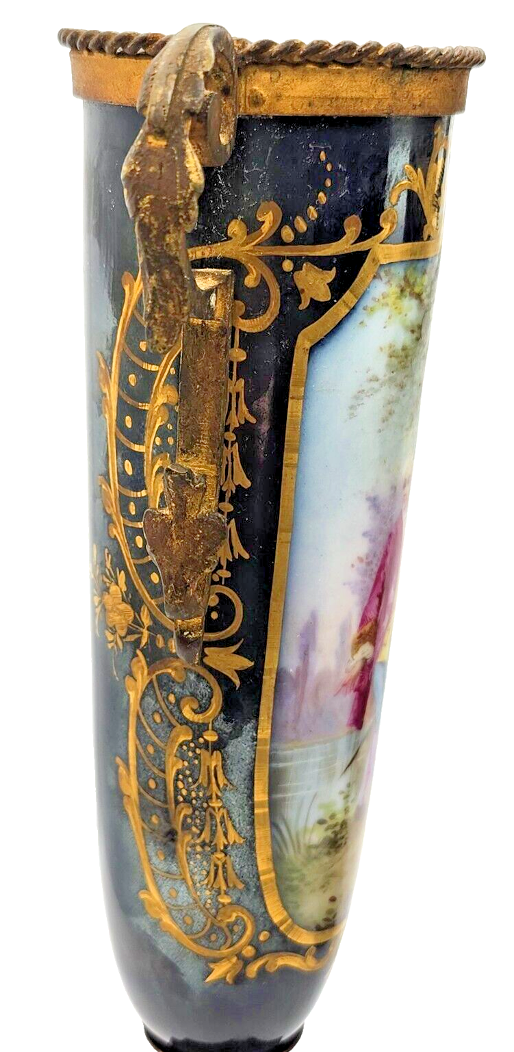 Pair of Antique French Sevres Porcelain Urns, Hand Painted, 1880's image 8