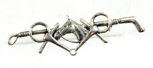 Vintage Stering Silver Equestrian Horse with Whip Pin Brooch image 0