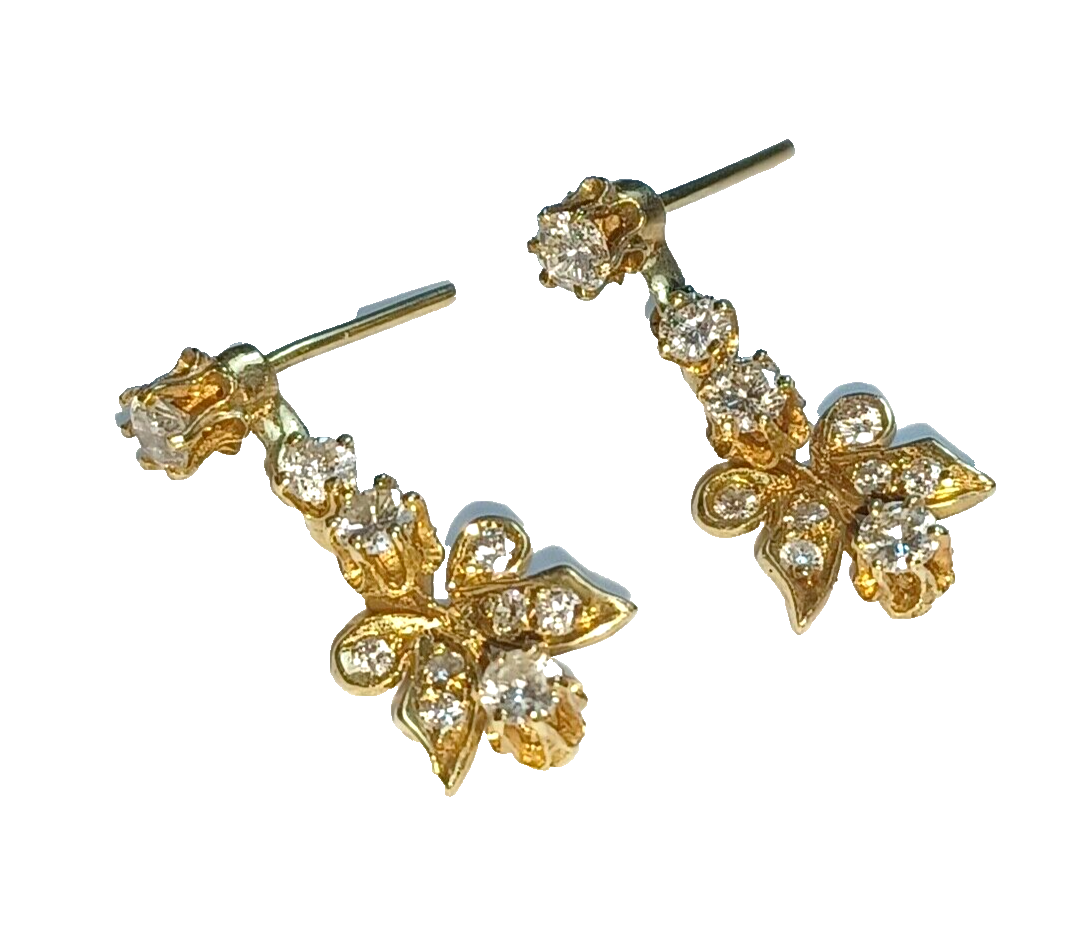 Antique Natural 1.5cttw Diamond & 14k Gold Dangle Drop Earrings image 0