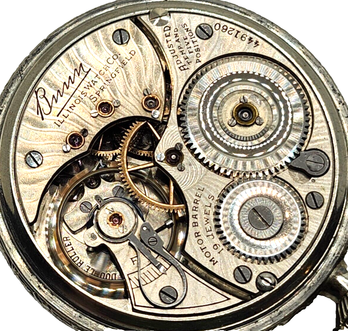 Antique 1923 Illinois Watch Co. Bunn 19j White Gold Filled Pocket Watch 16s image 8