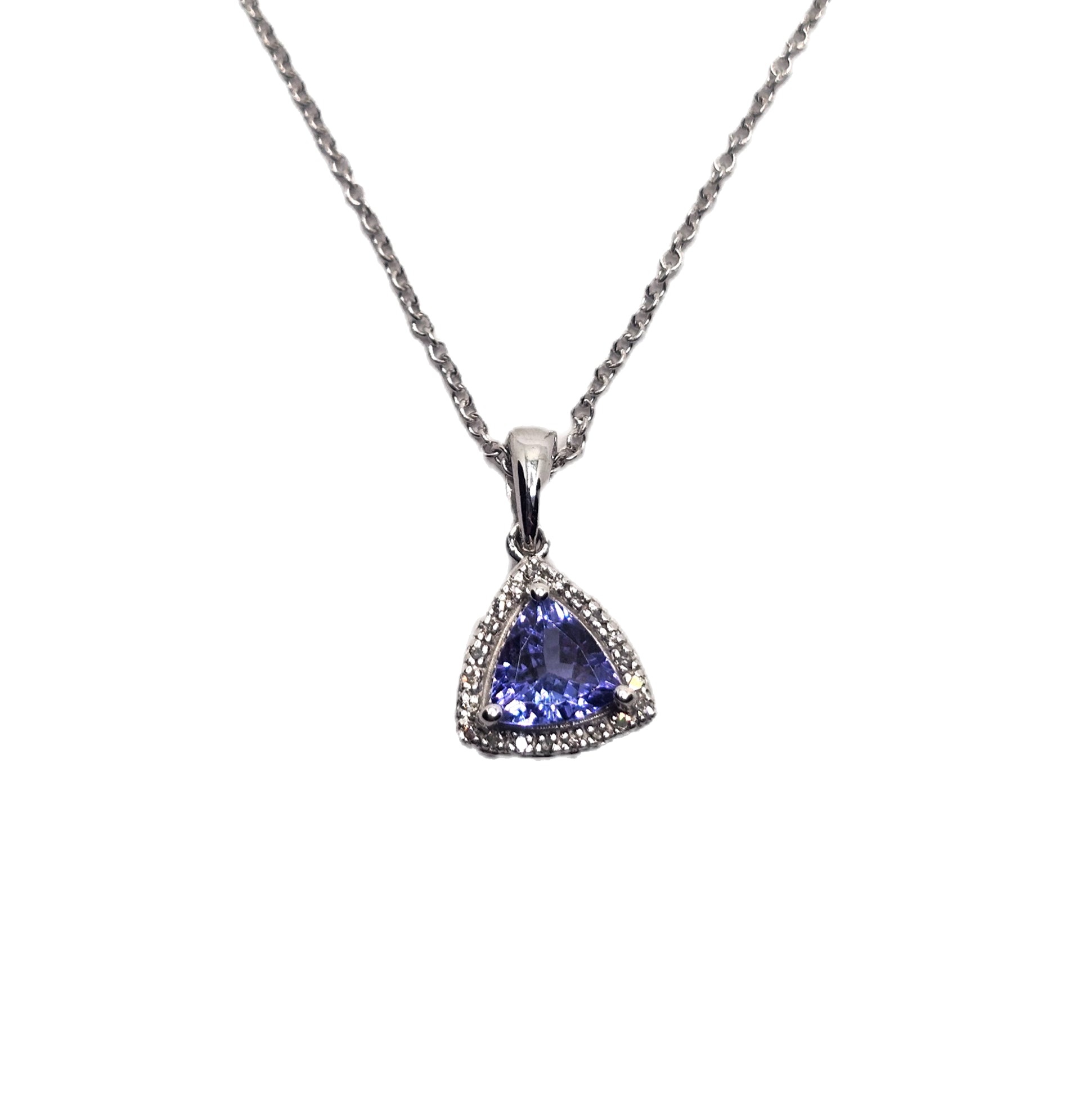 NEW! EFFY 14K White Gold .72ct Tanzanite & Diamond Trillion Pendant image 4