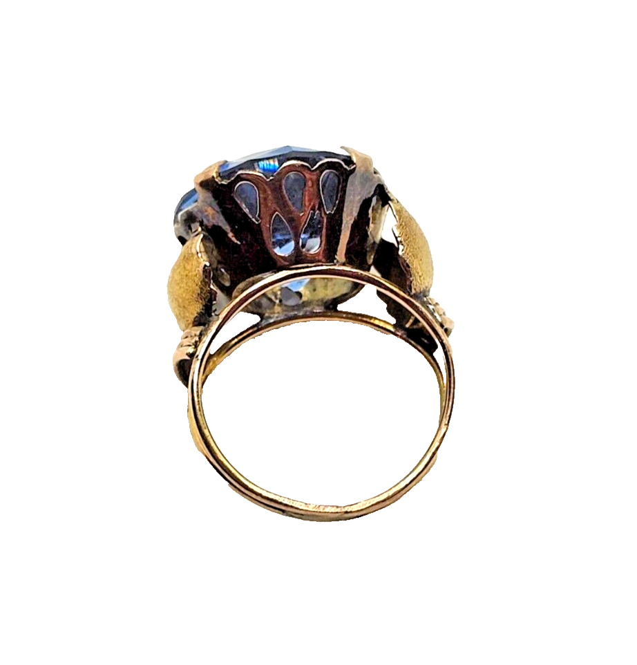 Antique Fancy Cut Blue Topaz & 14K Yellow Gold Ring image 5