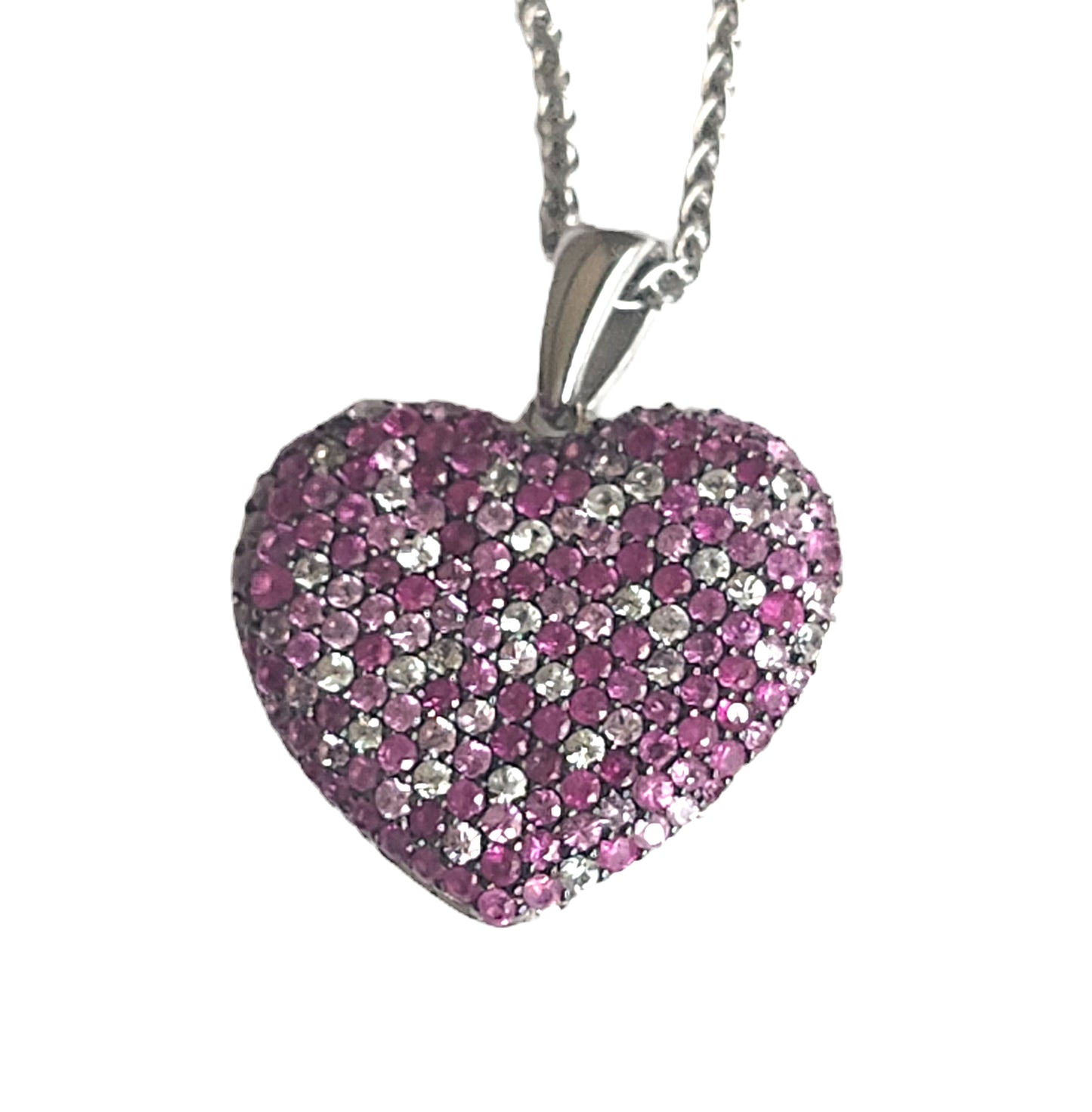 EFFY Sterling Silver & Pink Sapphire Splash Heart Pendant Necklace image 7