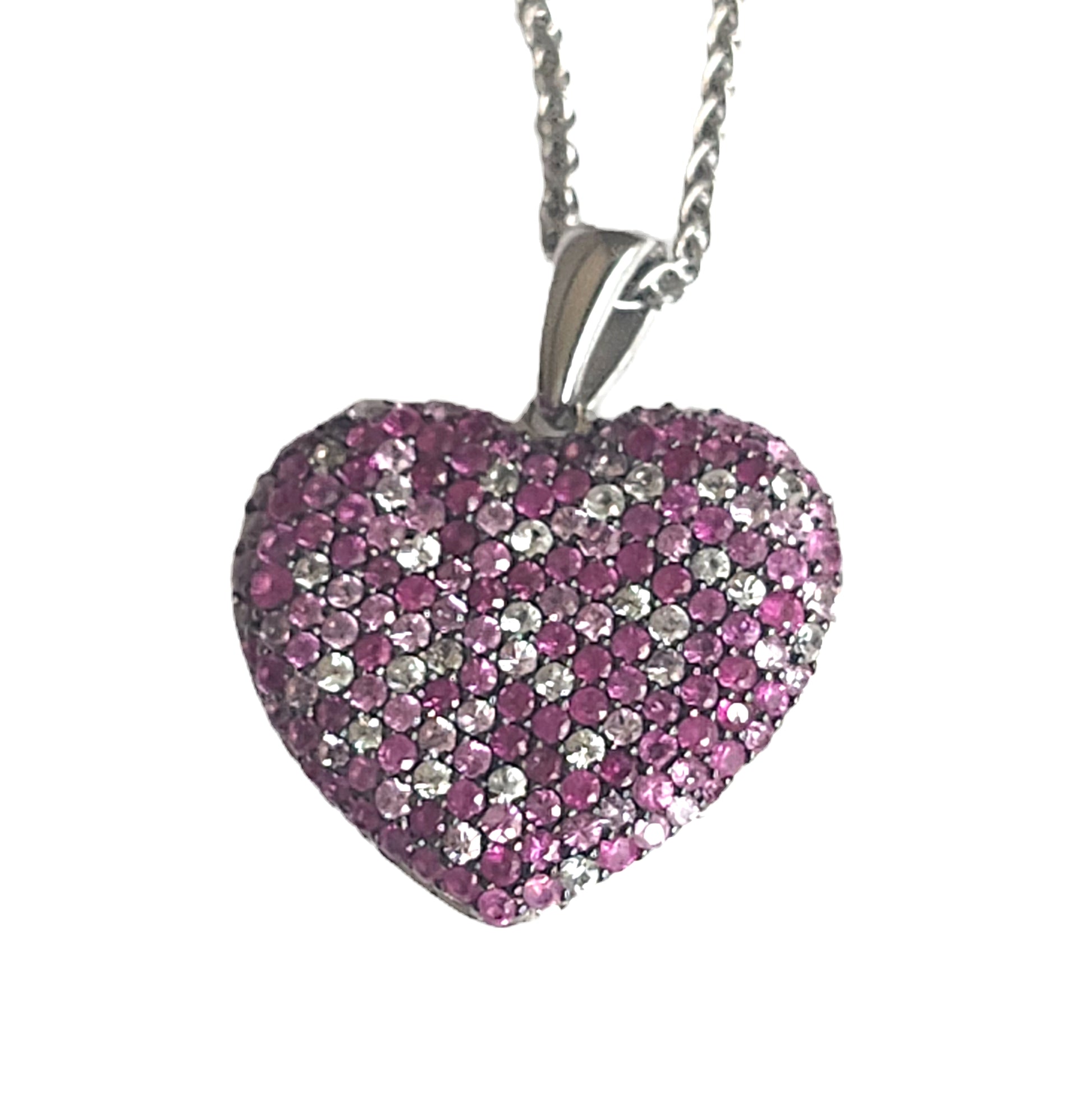 EFFY Sterling Silver & Pink Sapphire Splash Heart Pendant Necklace image 7