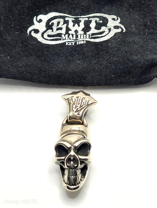 BWL Bill Wall Leather Malibu Sterling Large Good Luck Skull Pendant image 0
